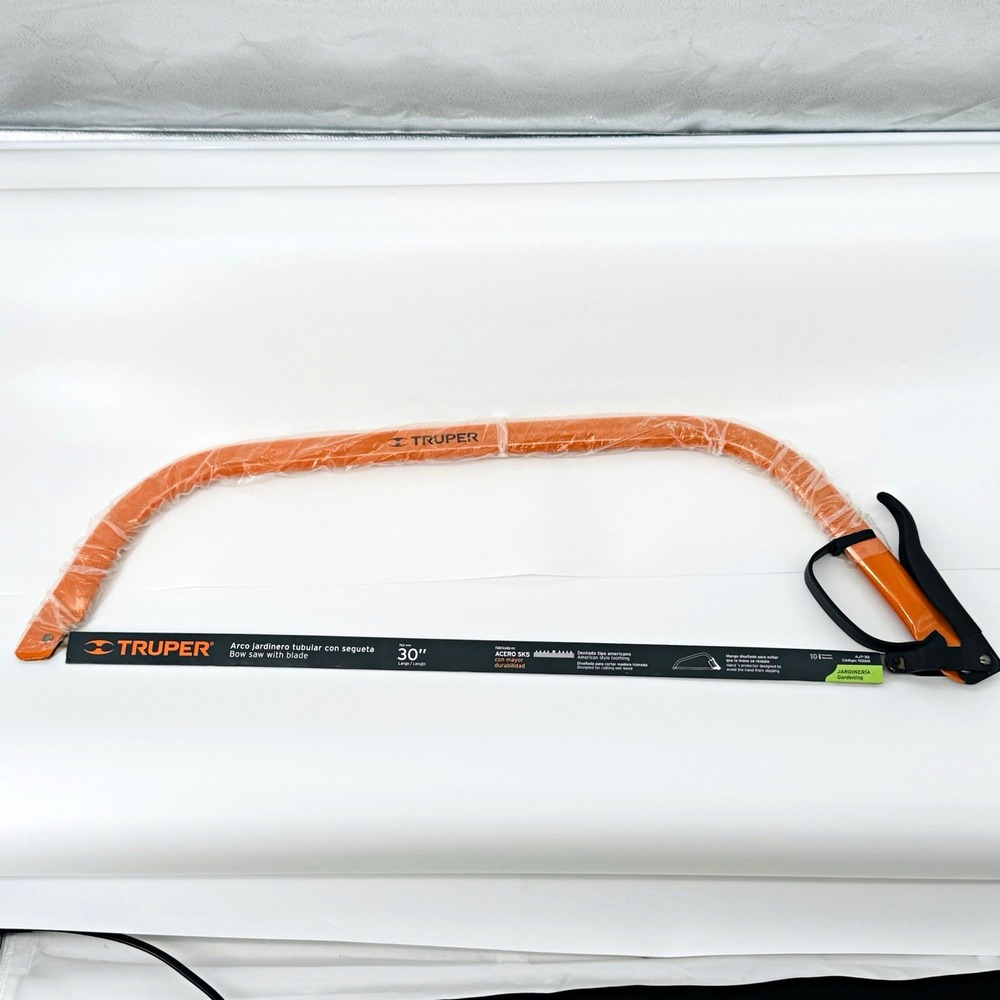 Truper AJT-30 30in Bow Saw w/ Steel Blade, Hand Protector, Orange/Black